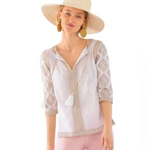 New without tags top beige and white